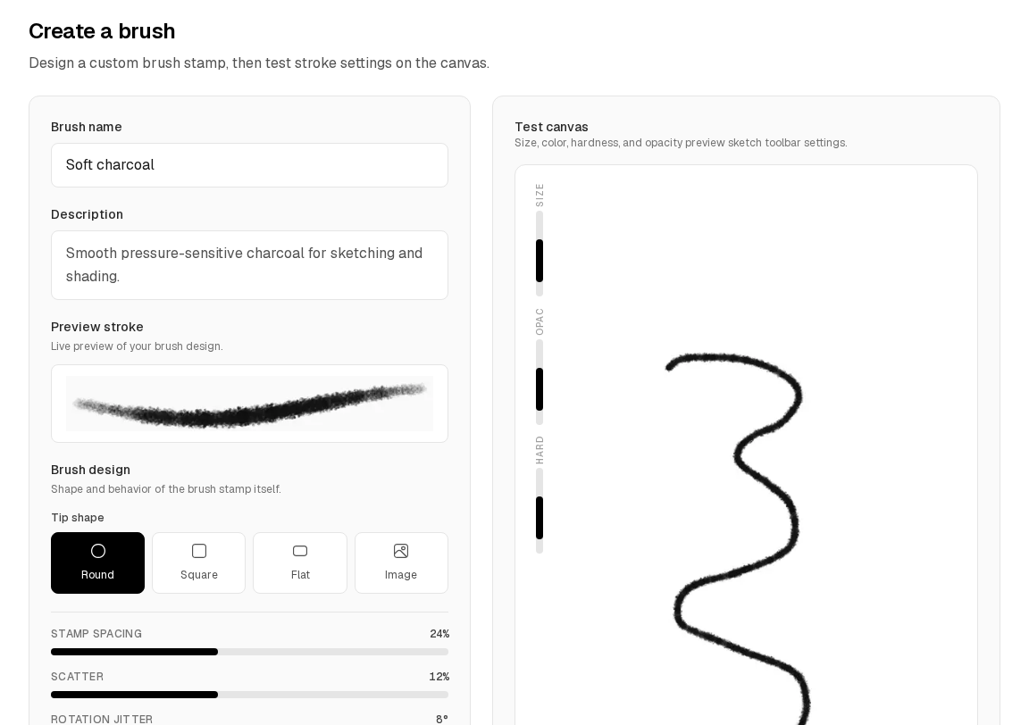 Brush Hub create tab with brush designer and test canvas